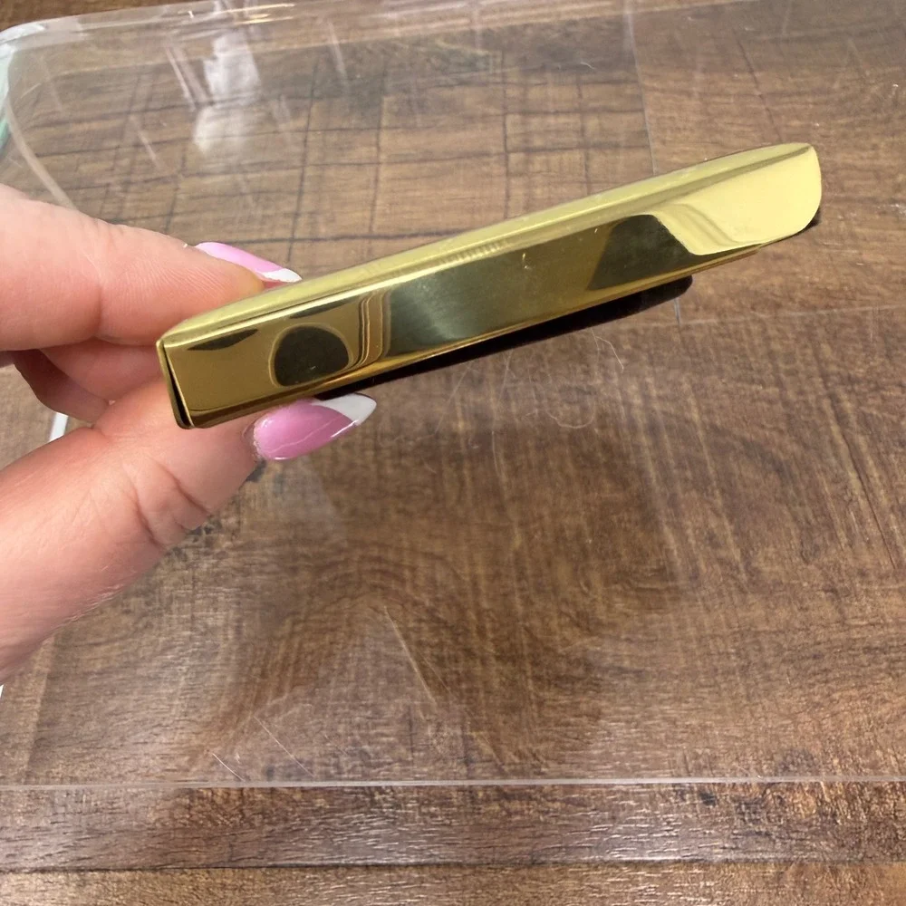 Vintage Solid Brass Mini Double Photo Frame 2.5 x 3.5 Tabletop Gold Accent Decor